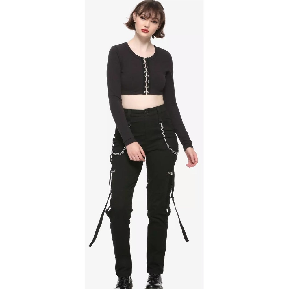 Royal Bones Daang Goodman Black Cargo Pants Chains Mesh Straps Goth Punk 3